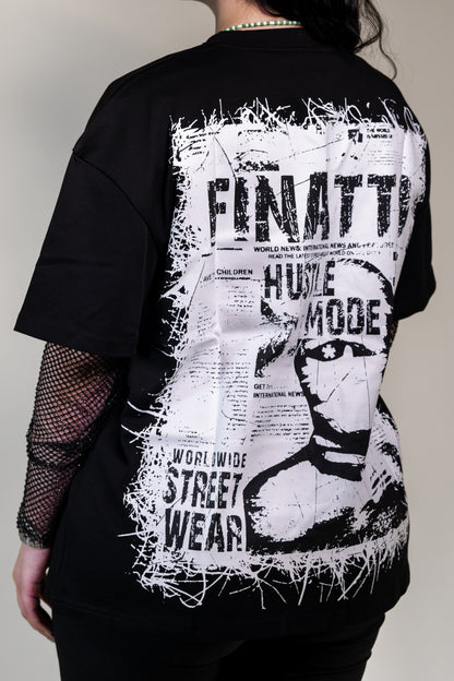 Camiseta negra de gran tamaño "FNT Hustle"